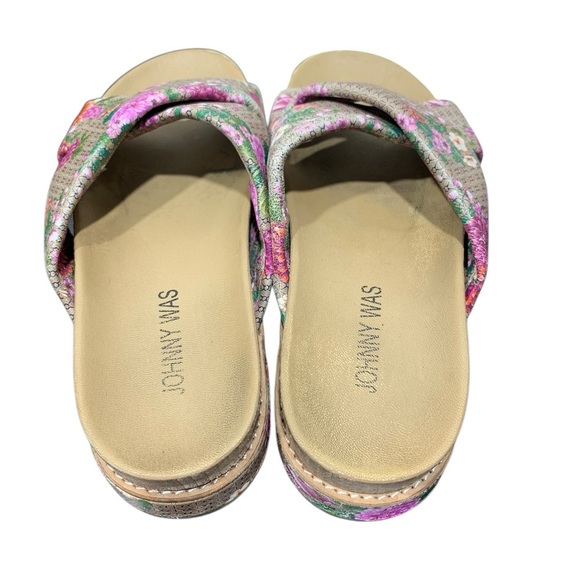 Johnny Was Tan and Purple Sandals SZ 6 - Picture 3 of 8